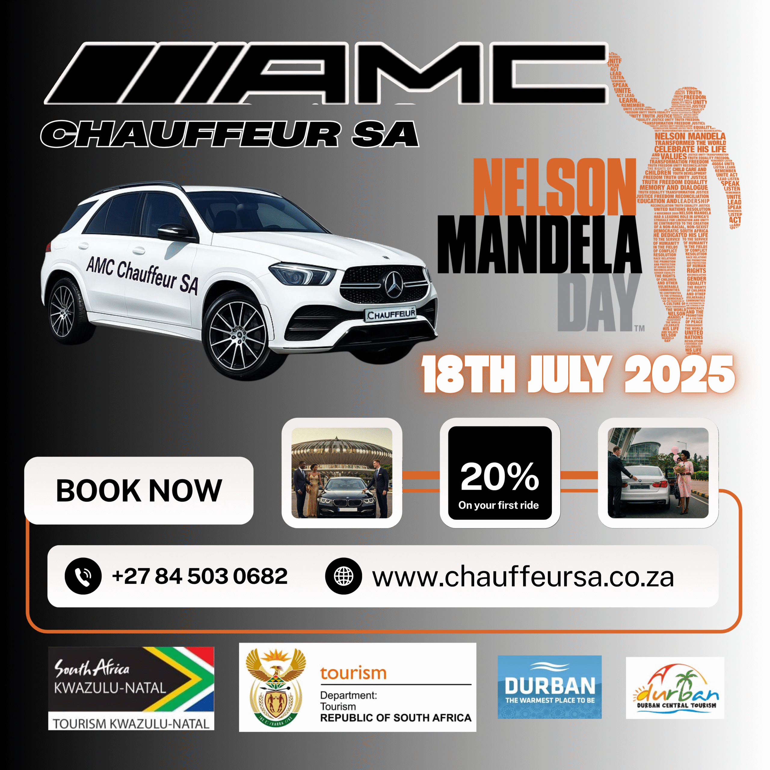 Luxury chauffeur car service for Durban July 2025 